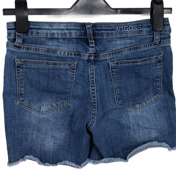 Vigoss Jean Shorts Girls Sz 16 Raw Hem Embroidered Denim 4" Inseam - Picture 2 of 9